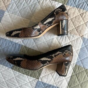 Donald Pilner Corin Snakeskin Block Heal Pumps